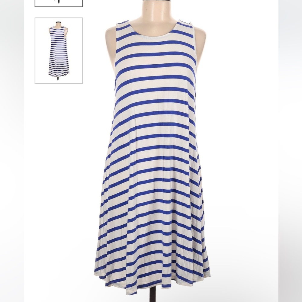 Old Navy Sm Mini Dress Stripe Nautical Sleeveless Casual Loose Knit Blue White
